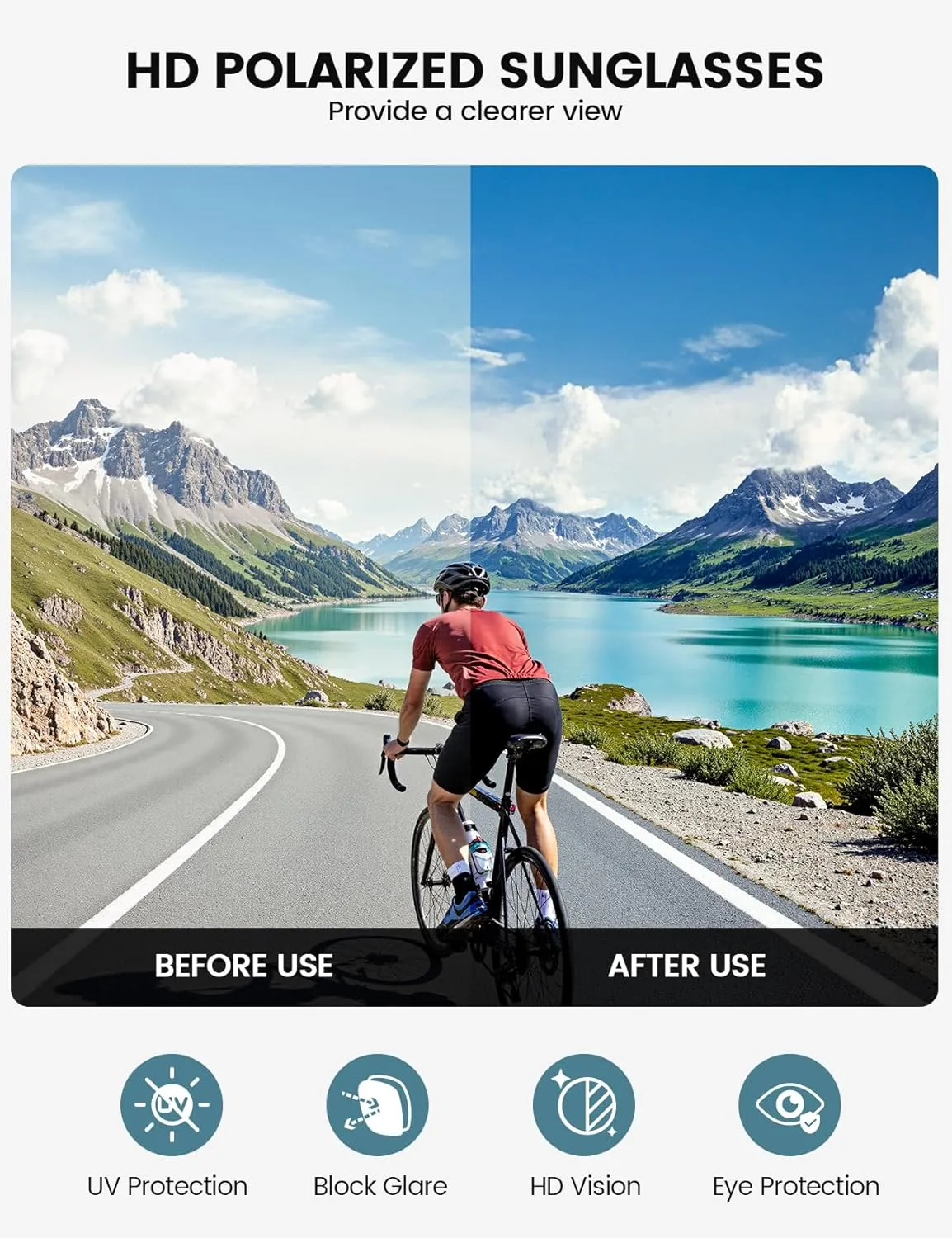 Lamicall Polarized Sports Sunglasses for Men Women, 24g, UV400 Protection Sun Glasses for Cycling Running Baseball Fishing