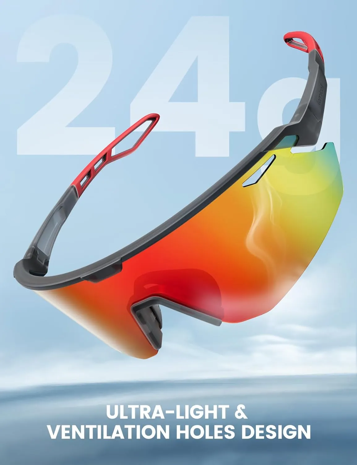 Lamicall Polarized Sports Sunglasses for Men Women, 24g, UV400 Protection Sun Glasses for Cycling Running Baseball Fishing