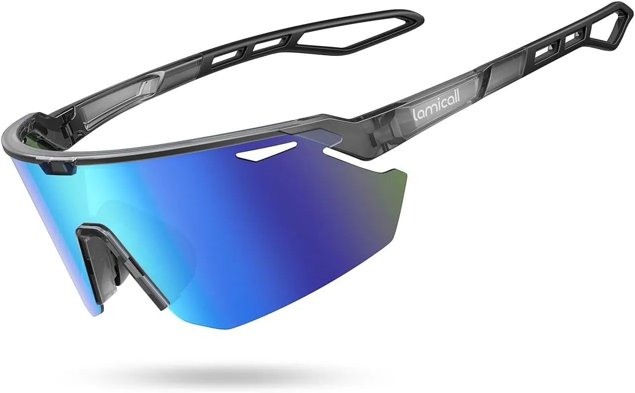 Lamicall Polarized Sports Sunglasses for Men Women, 24g, UV400 Protection Sun Glasses for Cycling Running Baseball Fishing