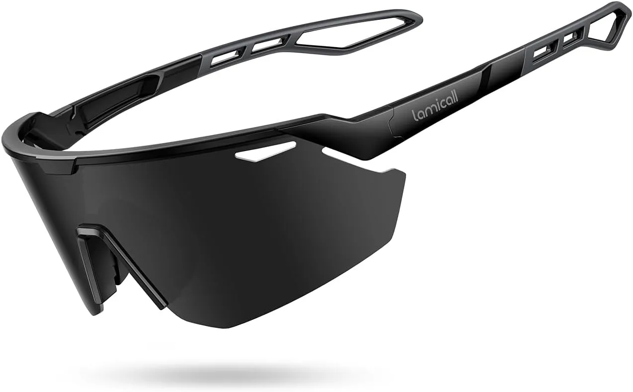 Lamicall Polarized Sports Sunglasses for Men Women, 24g, UV400 Protection Sun Glasses for Cycling Running Baseball Fishing
