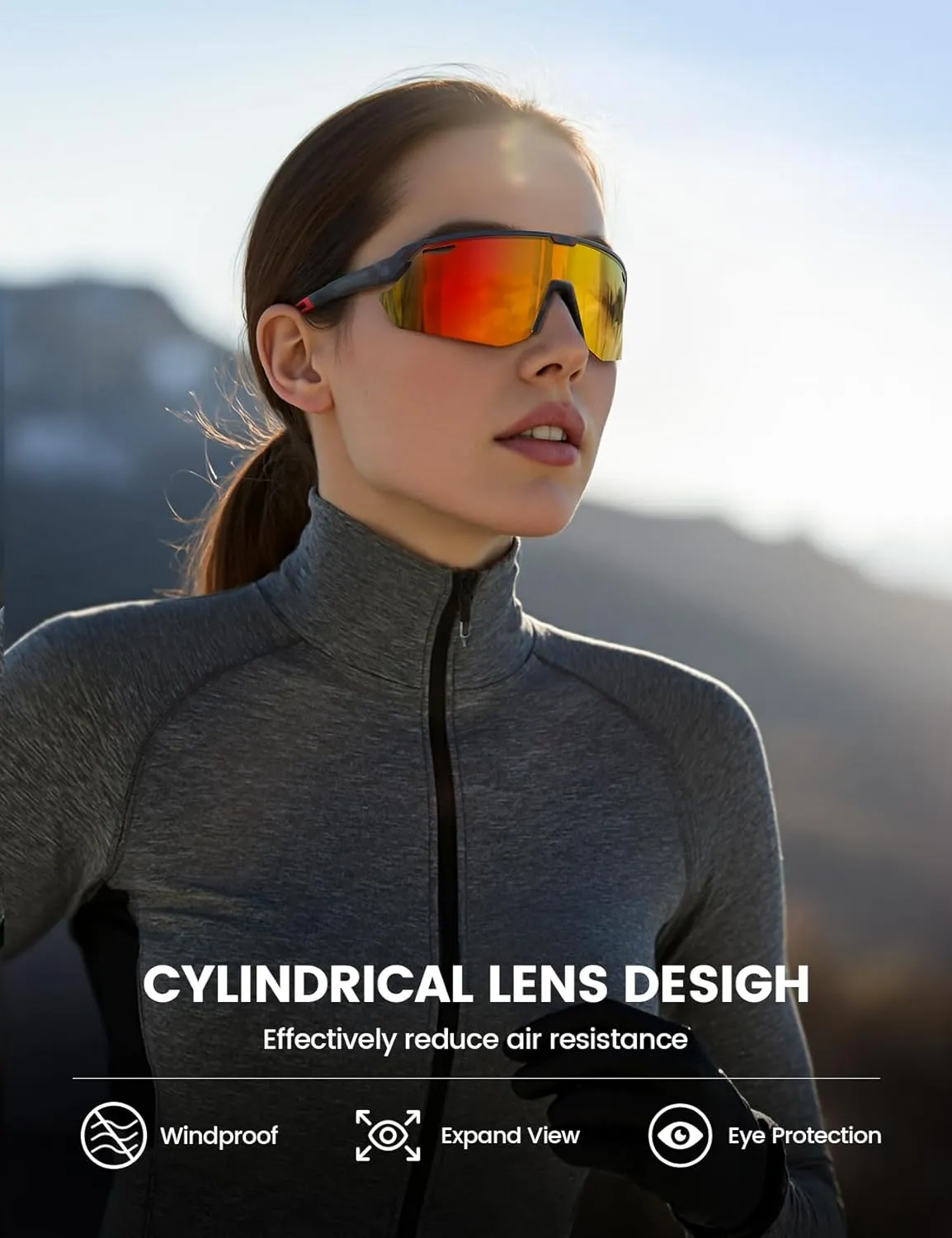 Lamicall Polarized Sports Sunglasses for Men Women, 24g, UV400 Protection Sun Glasses for Cycling Running Baseball Fishing