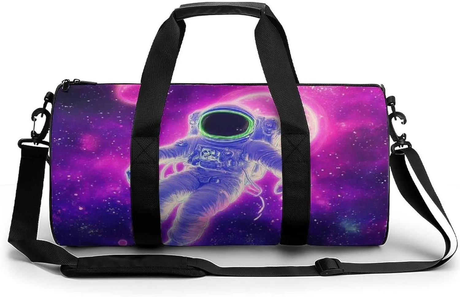 Large Duffel Backpack for Men Women, Waterproof Gym Sports Bag Purple Galaxy Trippy Space Astronaut Art Weekender Overnight Bag for Travel Yoga