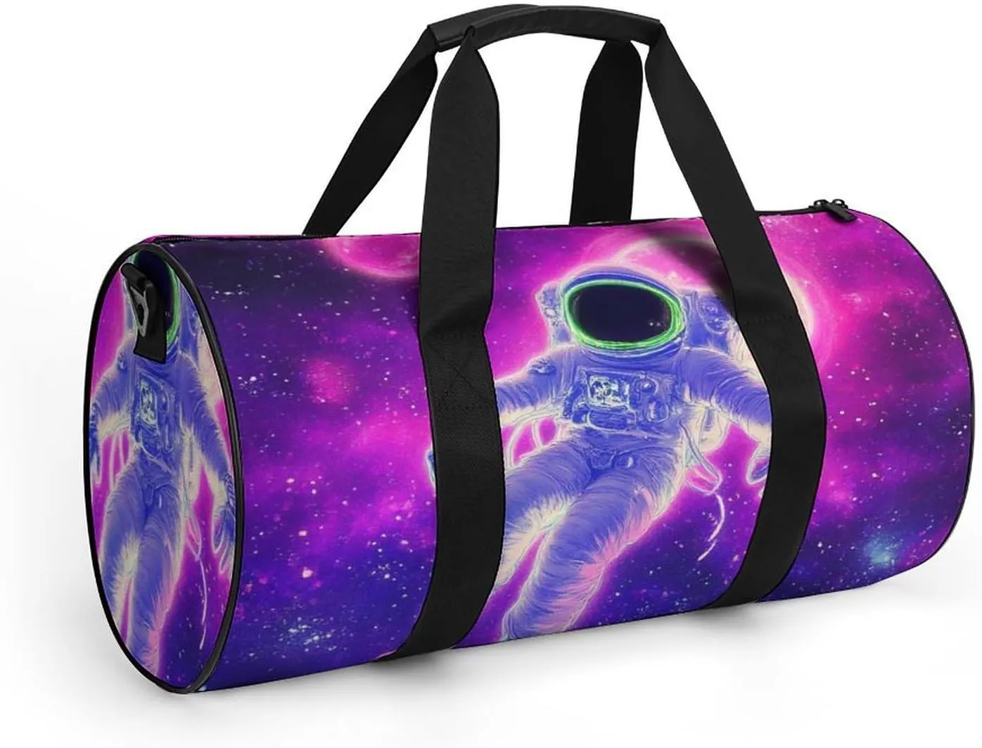Large Duffel Backpack for Men Women, Waterproof Gym Sports Bag Purple Galaxy Trippy Space Astronaut Art Weekender Overnight Bag for Travel Yoga