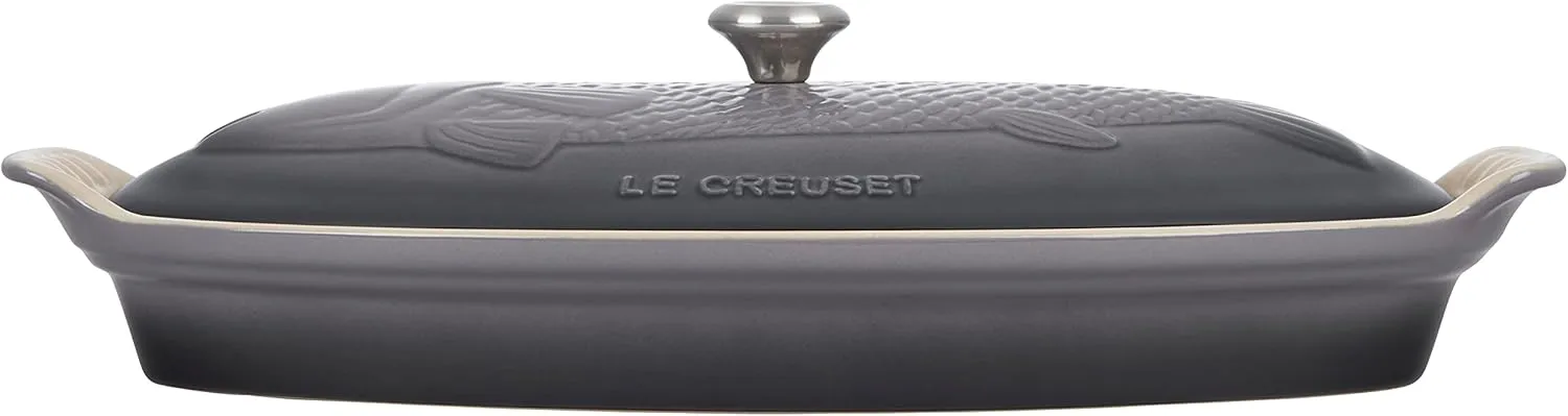 Le Creuset Heritage Stoneware Oval Fish Baker, 1.7qt., Oyster