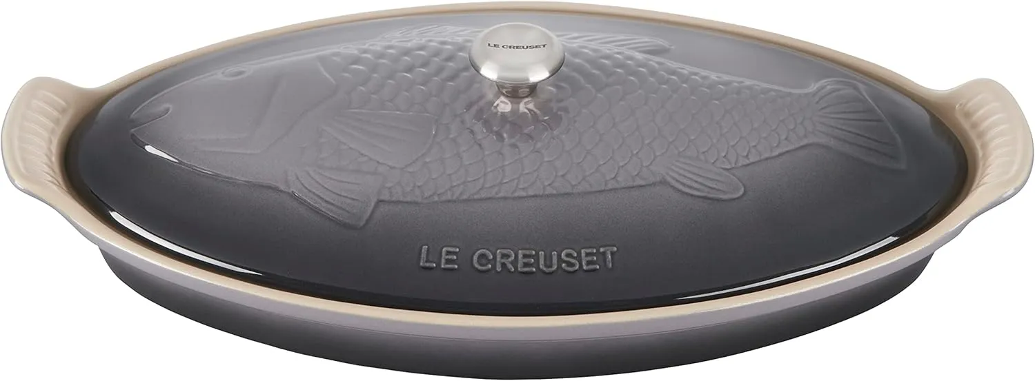 Le Creuset Heritage Stoneware Oval Fish Baker, 1.7qt., Oyster