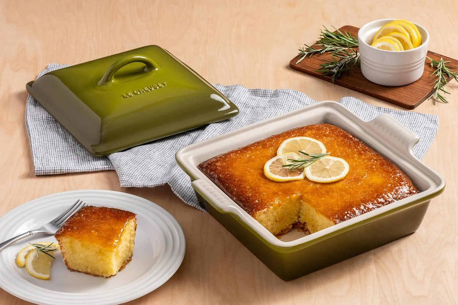 Le Creuset Stoneware Heritage Shallow Square Casserole, 2qt. (9”), Cerise