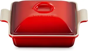 Le Creuset Stoneware Heritage Shallow Square Casserole, 2qt. (9”), Cerise