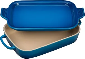 Le Creuset Stoneware Rectangular Dish with Platter Lid, 14 3/4" X 9", Marseille