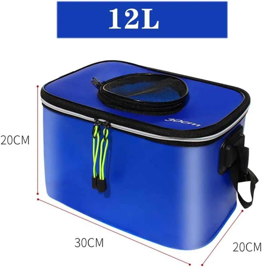 LEIYAN Foldable Square Fishing Bucket,Foldable Waterproof Fishing Bucket Live Fish Container,Portable Outdoor Folding Barrel Outdoor Fishing Storage Bucket Collapsible EVA Bucket