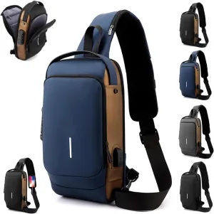 Leyweio Bag, Auricz Sling Bags, New Carbon Fiber Streamline Anti-Theft Sling Bag, USB Charging Sport Sling