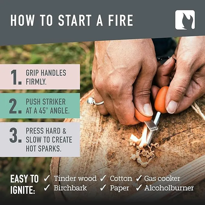 Light My Fire Flint Fire Starter Ferro Rod Survival Tool Army — Fire Steel Bushcraft Gear — Flint and Steel Magnesium Fire Starter Kit — 3/8” 2-in-1 Fire Starters for Campfires — 12,000 Strikes