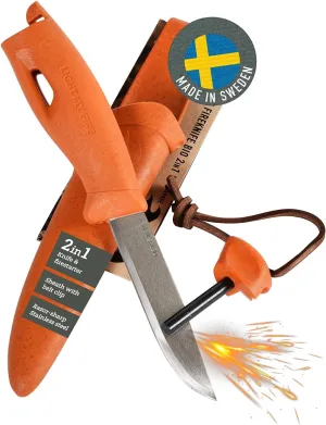 Light My Fire Knife 3.5-in Fixed Blade Survival & Camping Knife with Sheath, Magnesium Flint Fire Starter 3,000 Strikes