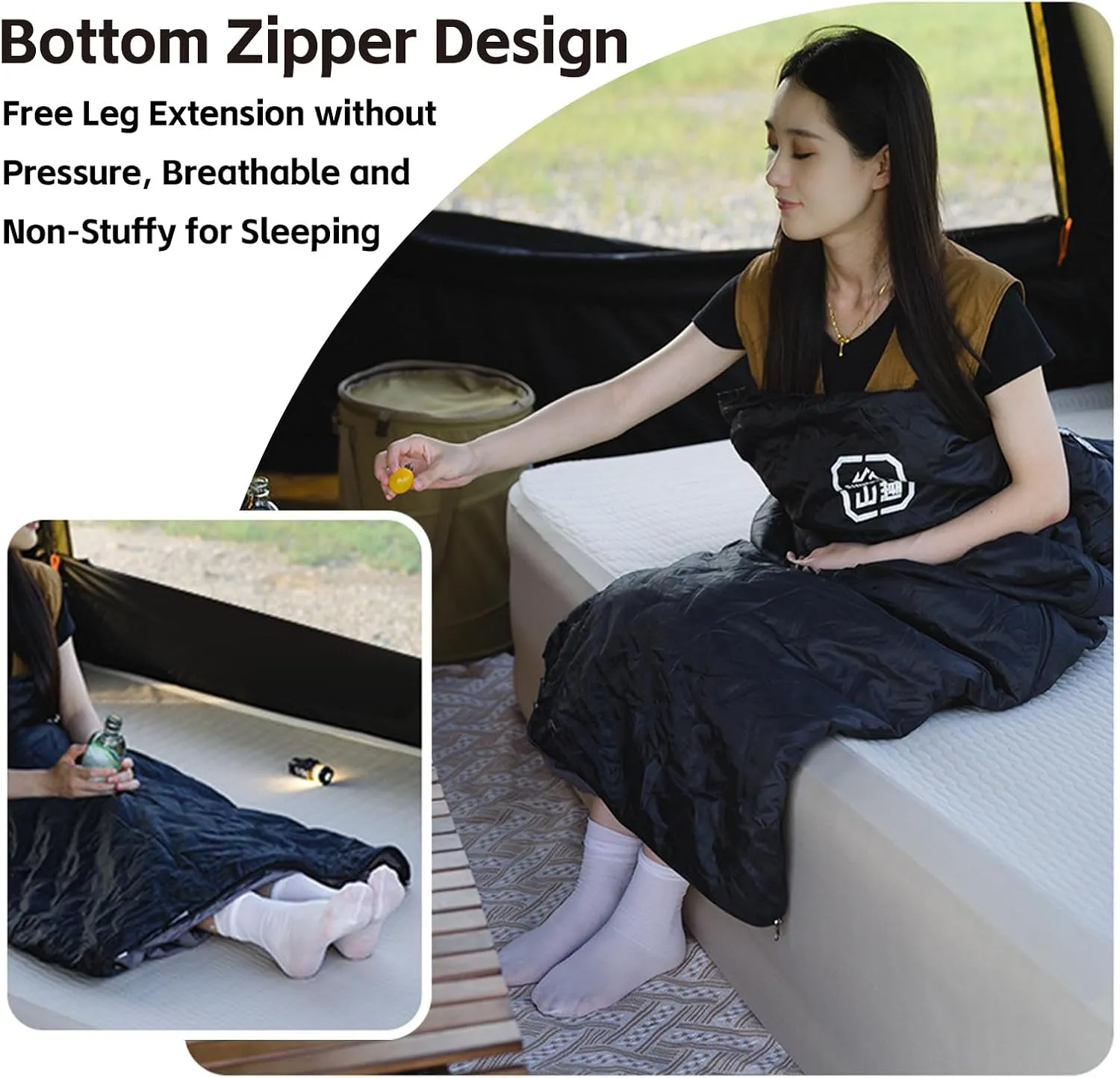 Lixada Sleeping Bag for Adult 200g Faux Silk Cotton Filled Fits 41℉~59℉, Camping Sleeping Bag Attachable Portable Warmth Sleeping Bags for Backpacking Hiking Camping