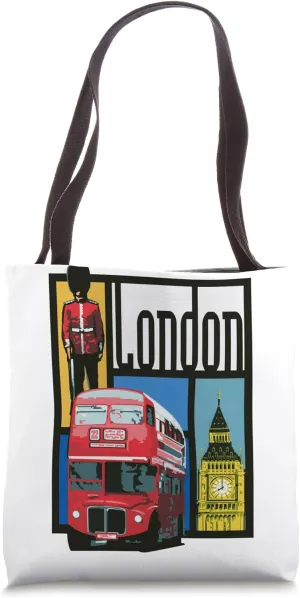 London England Big Ben, Double Decker, Queens Guard Souvenir Tote Bag