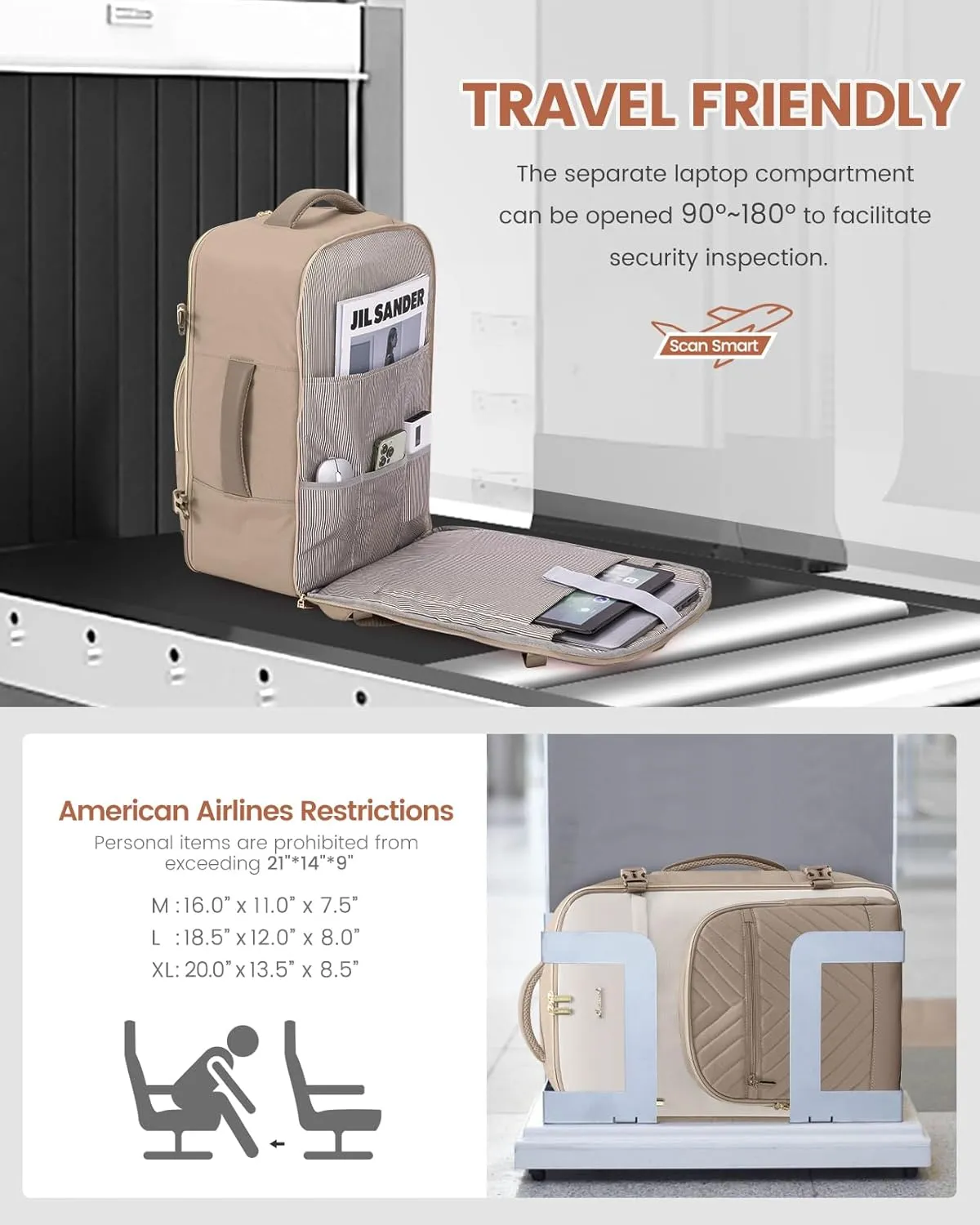 LOVEVOOK Travel Backpack for Women,40L Carry On Backpack for Airplanes,17.3 Inch Laptop Personal Item Travel Bag