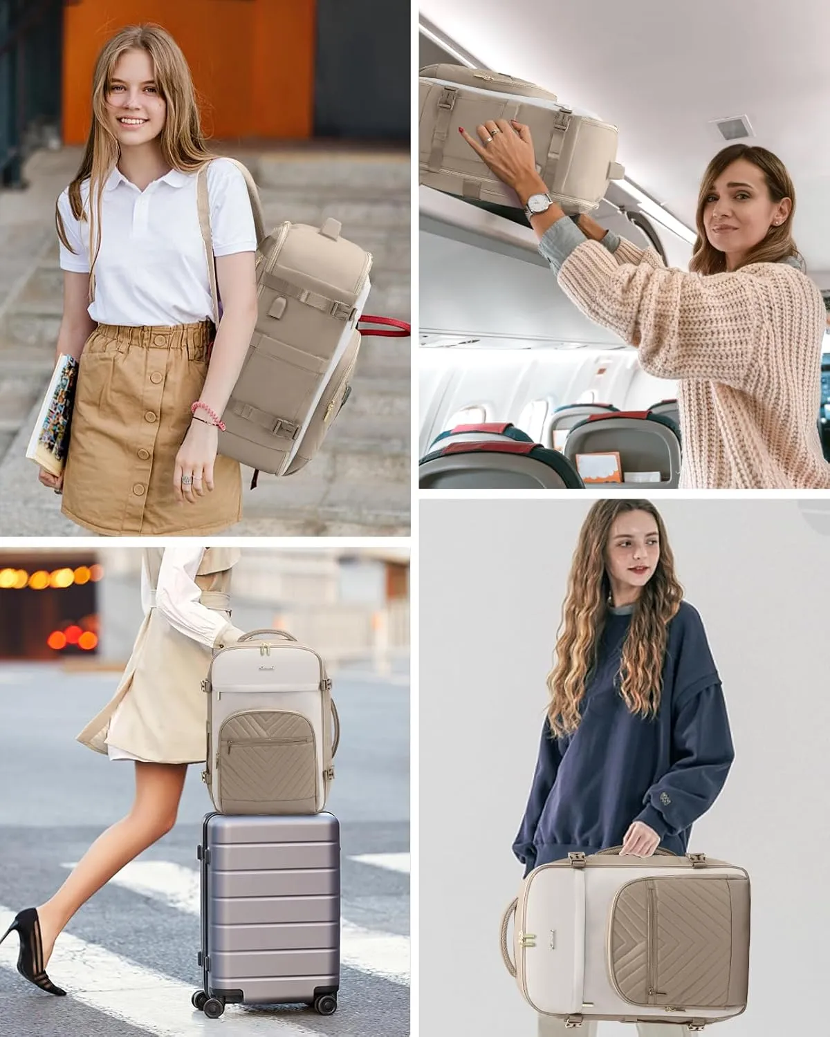LOVEVOOK Travel Backpack for Women,40L Carry On Backpack for Airplanes,17.3 Inch Laptop Personal Item Travel Bag