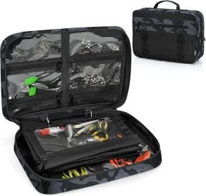 Lure Bag Utility Binder Tackle Bag - with 4 Single Pocket Sleeves and 2 Double Pocket for Lure, Line, Hooks, Sinkers,Camouflage Blue