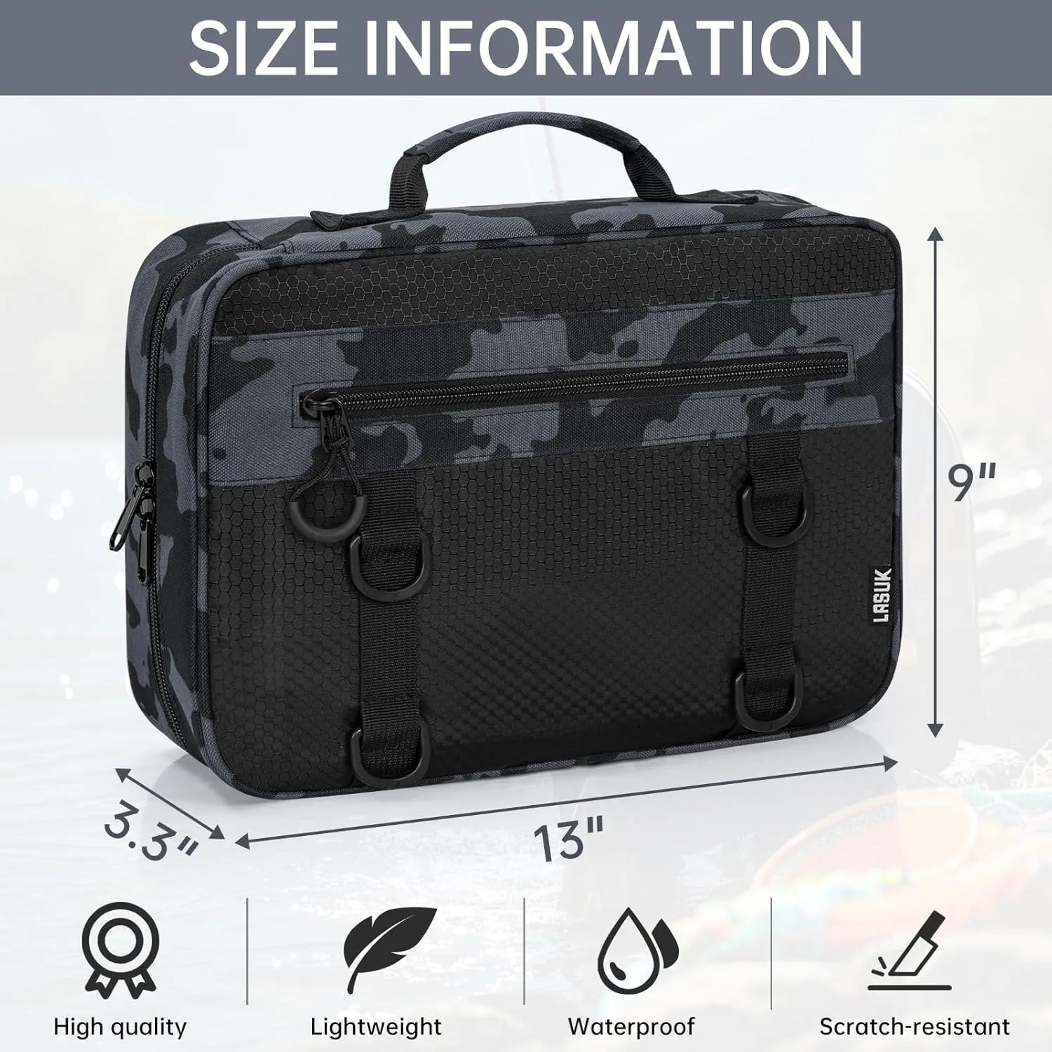 Lure Bag Utility Binder Tackle Bag - with 4 Single Pocket Sleeves and 2 Double Pocket for Lure, Line, Hooks, Sinkers,Camouflage Blue