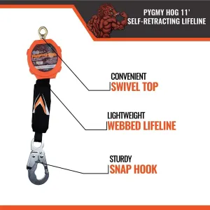 Malta Dynamics Pygmy Hog 11' Web Self-Retracting Lifeline with Steel Snap Hook, OSHA/ANSI Compliant, Dual Kit…