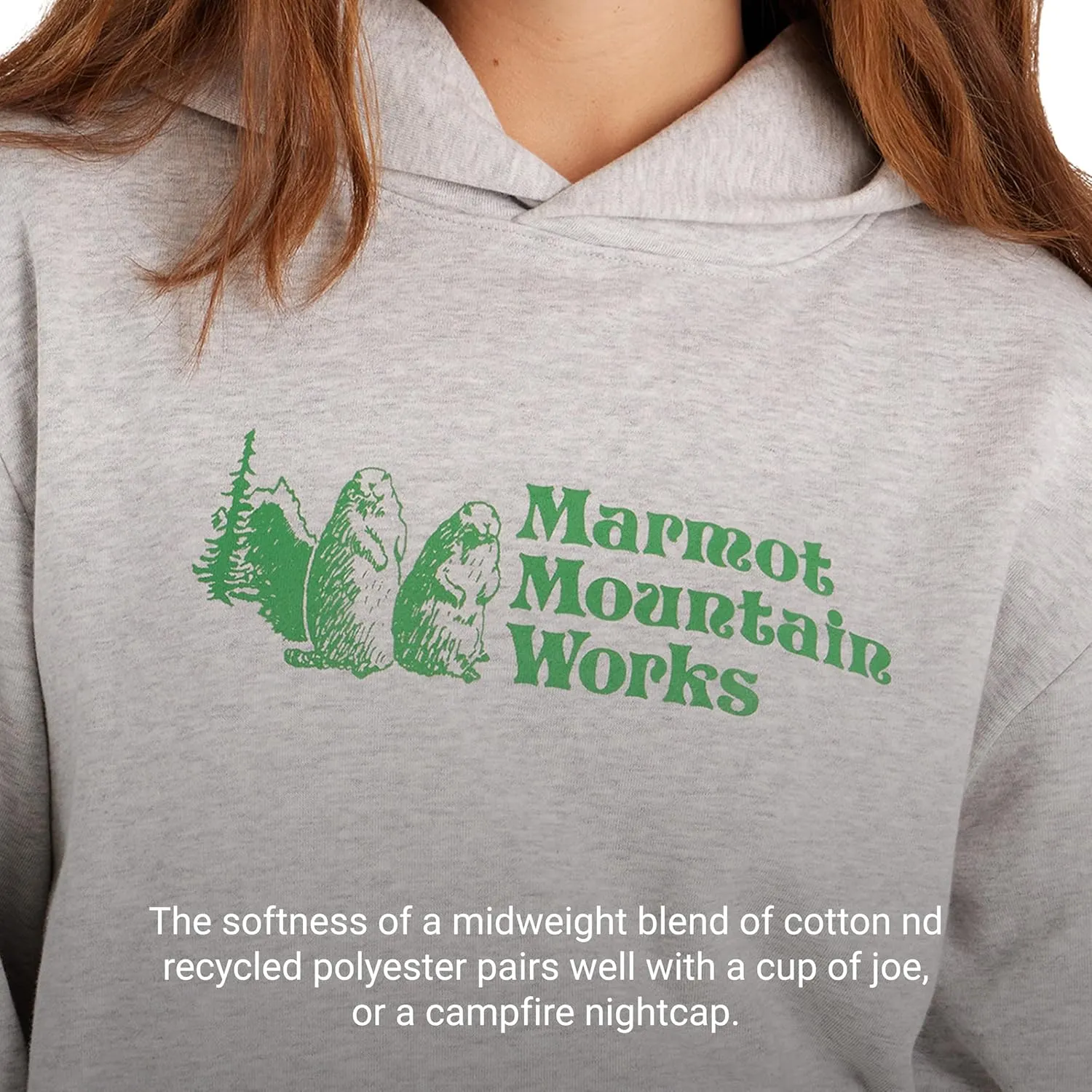 MARMOT Women's Marmot for Life Hoody - Hooded Sweatshirt with Screen Printed Graphic, Double-Layer Hood and Kangaroo Pocket