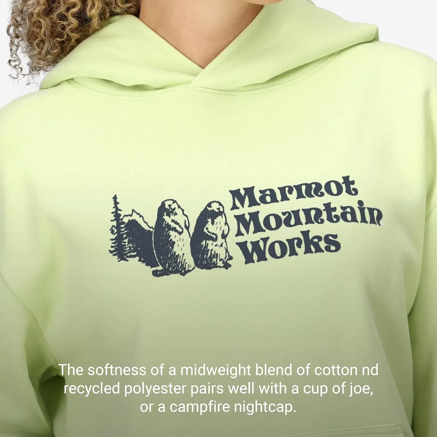 MARMOT Women's Marmot for Life Hoody - Hooded Sweatshirt with Screen Printed Graphic, Double-Layer Hood and Kangaroo Pocket