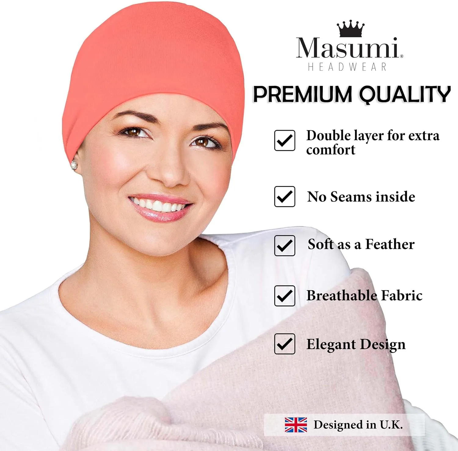 MASUMI Chemo Organic Headwear - Sleep Cap | Cancer Headwear for Men & Women | Unisex Sleeping Hat | 95% Cotton Beanie