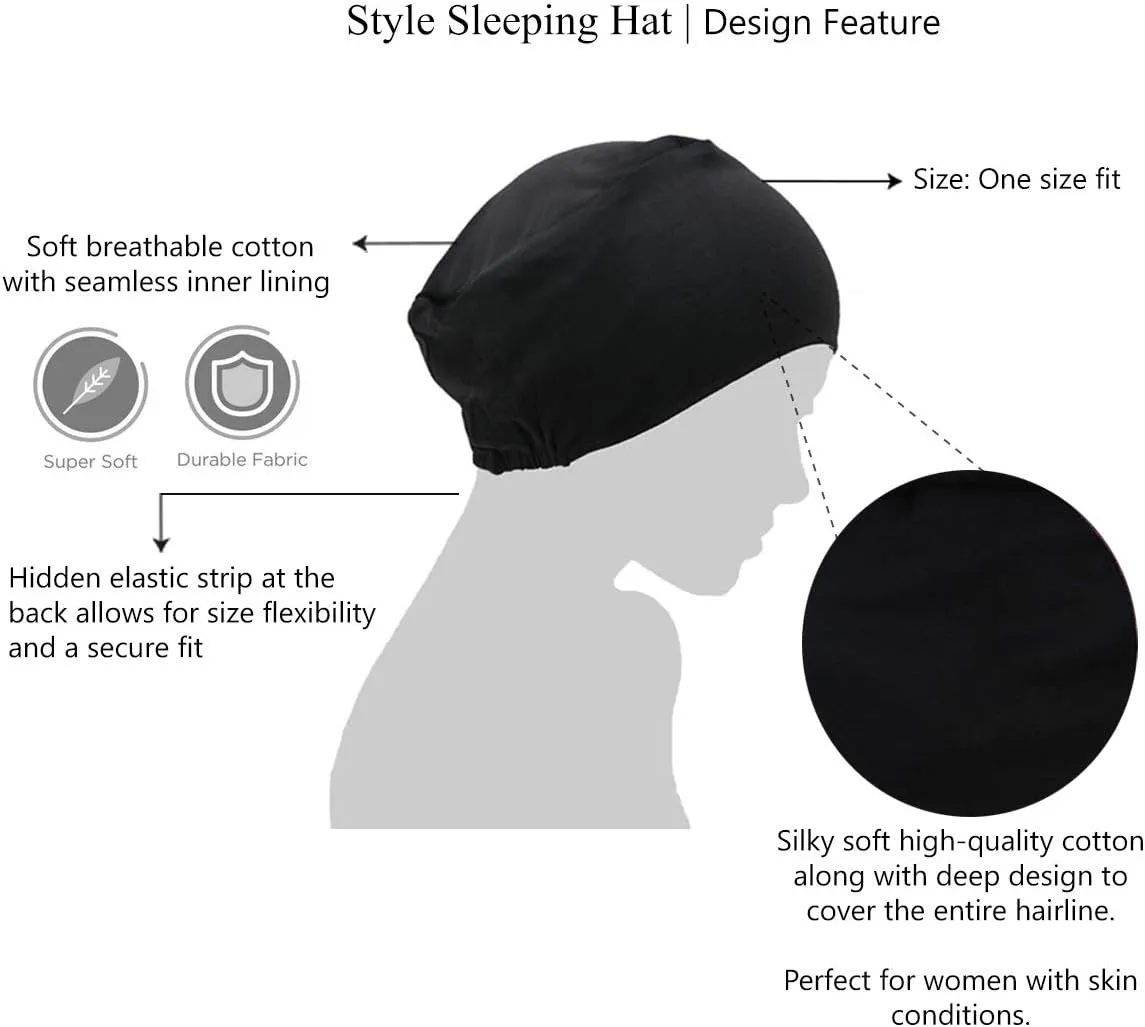 MASUMI Chemo Organic Headwear - Sleep Cap | Cancer Headwear for Men & Women | Unisex Sleeping Hat | 95% Cotton Beanie