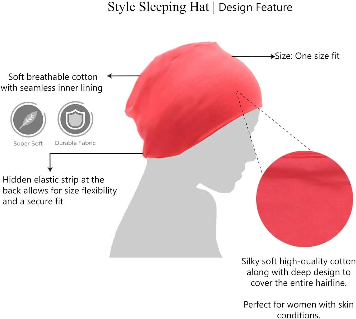 MASUMI Chemo Organic Headwear - Sleep Cap | Cancer Headwear for Men & Women | Unisex Sleeping Hat | 95% Cotton Beanie