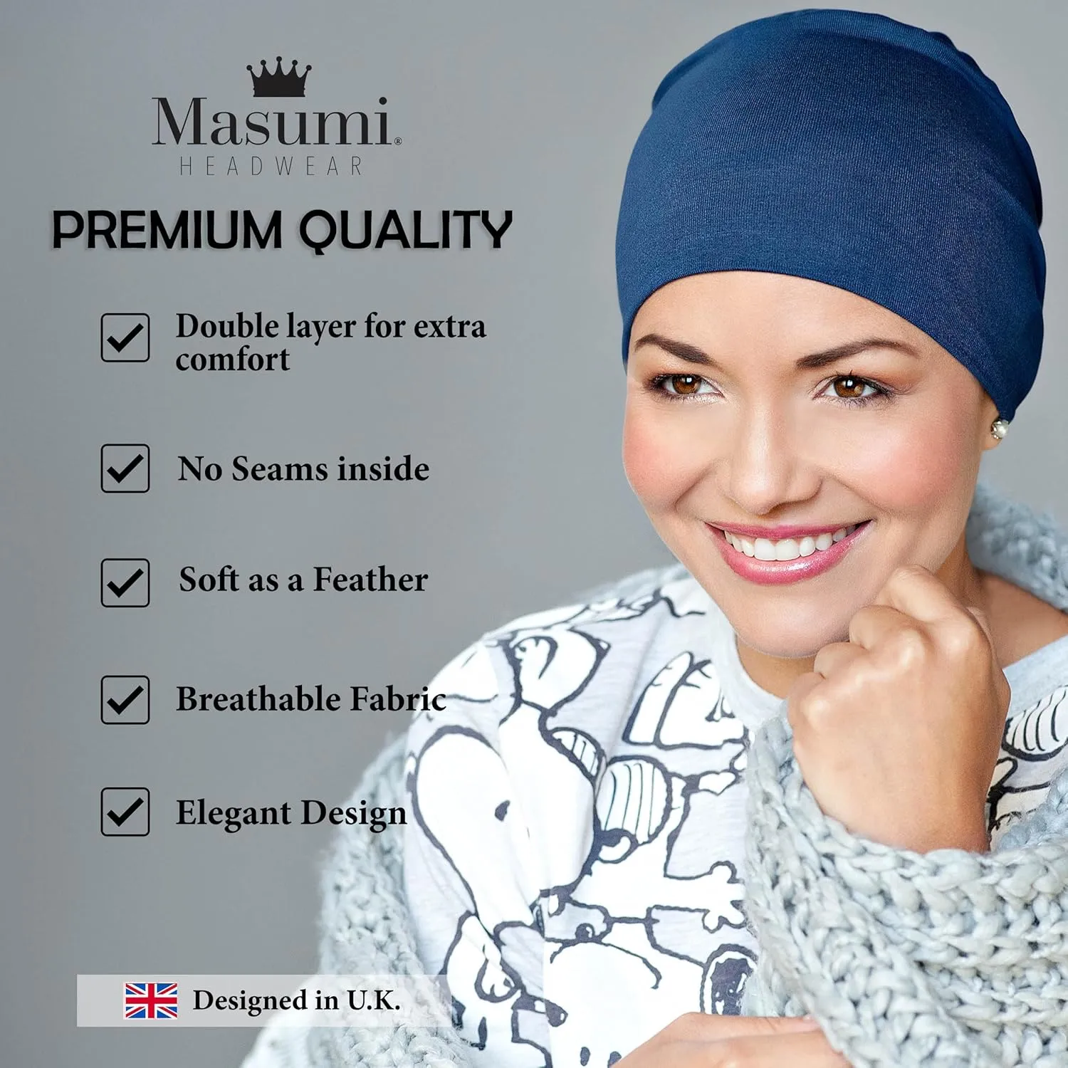 MASUMI Chemo Organic Headwear - Sleep Cap | Cancer Headwear for Men & Women | Unisex Sleeping Hat | 95% Cotton Beanie