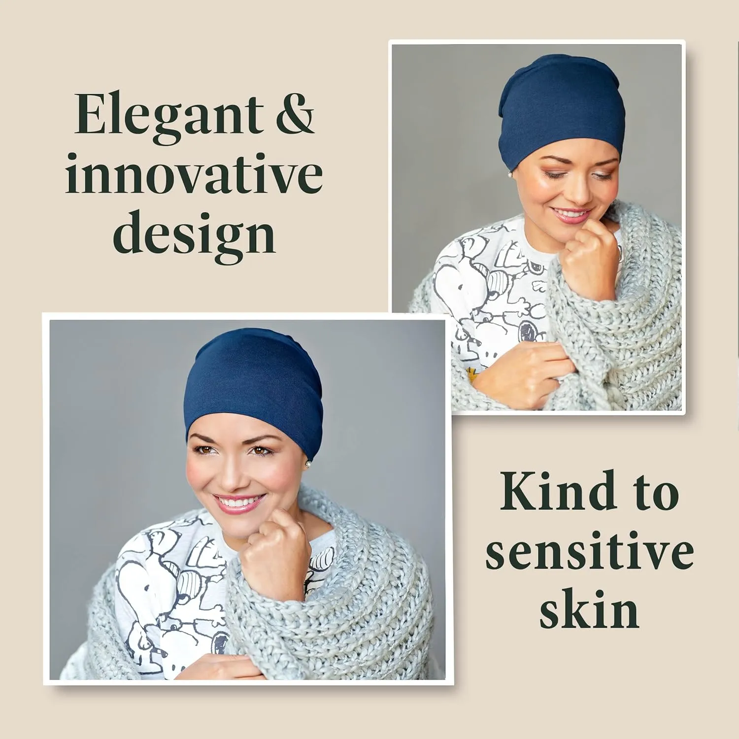 MASUMI Chemo Organic Headwear - Sleep Cap | Cancer Headwear for Men & Women | Unisex Sleeping Hat | 95% Cotton Beanie
