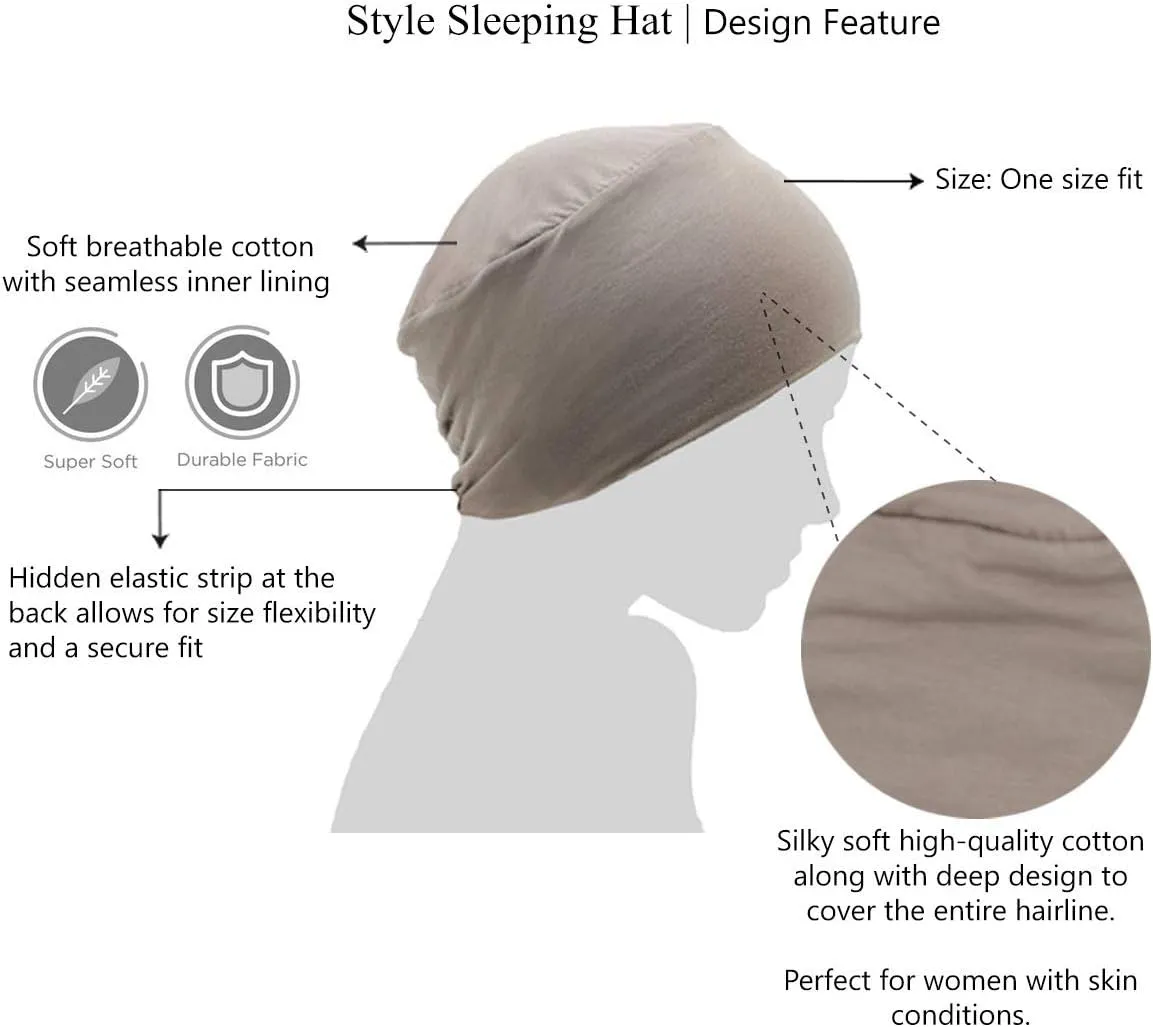MASUMI Chemo Organic Headwear - Sleep Cap | Cancer Headwear for Men & Women | Unisex Sleeping Hat | 95% Cotton Beanie
