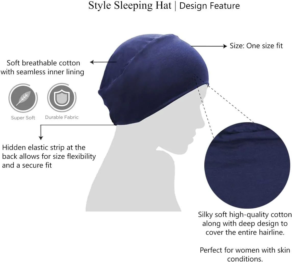MASUMI Chemo Organic Headwear - Sleep Cap | Cancer Headwear for Men & Women | Unisex Sleeping Hat | 95% Cotton Beanie