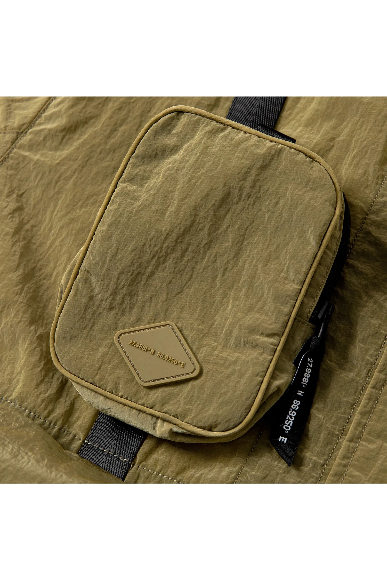 MEN'S DETACHABLE SMALL BAG LIGHTWEIGHT HOODED  SHELL JACKET