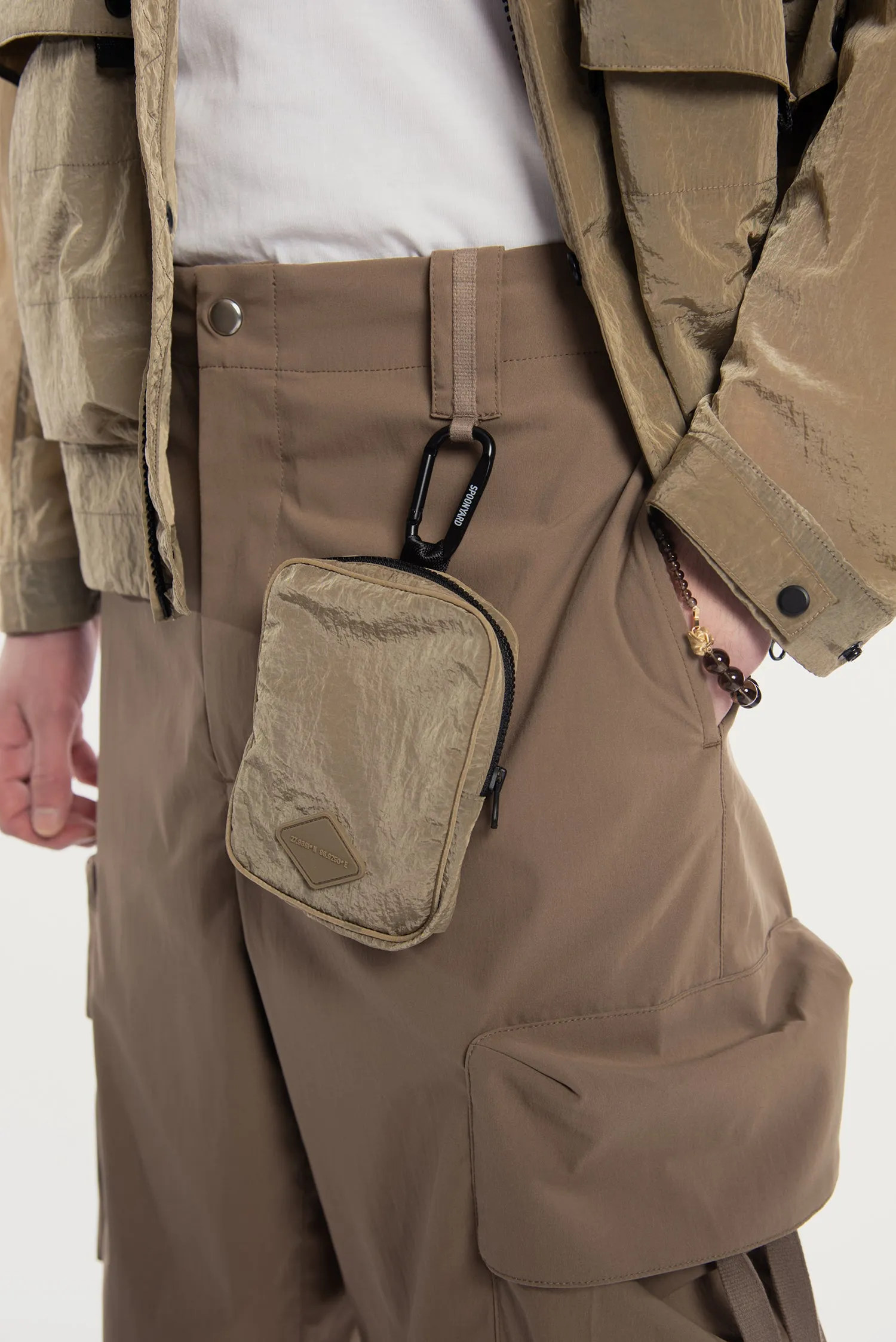 MEN'S DETACHABLE SMALL BAG LIGHTWEIGHT HOODED  SHELL JACKET