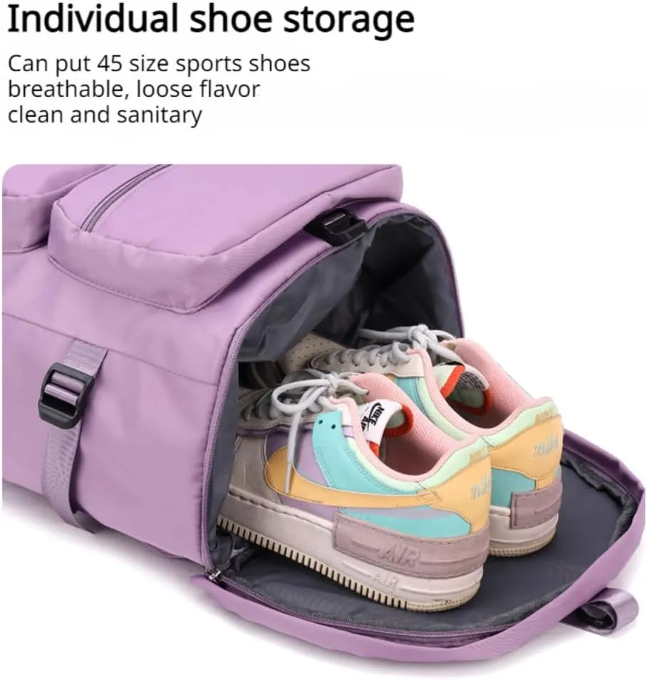 Men's Fitness Travel Bag/Women's Sports Yoga Bag with Shoe Compartment, Carry Weekend/Overnight Waterproof Camping Backpack, Flight Approved, 35L，gray