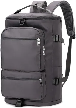 Men's Fitness Travel Bag/Women's Sports Yoga Bag with Shoe Compartment, Carry Weekend/Overnight Waterproof Camping Backpack, Flight Approved, 35L，gray