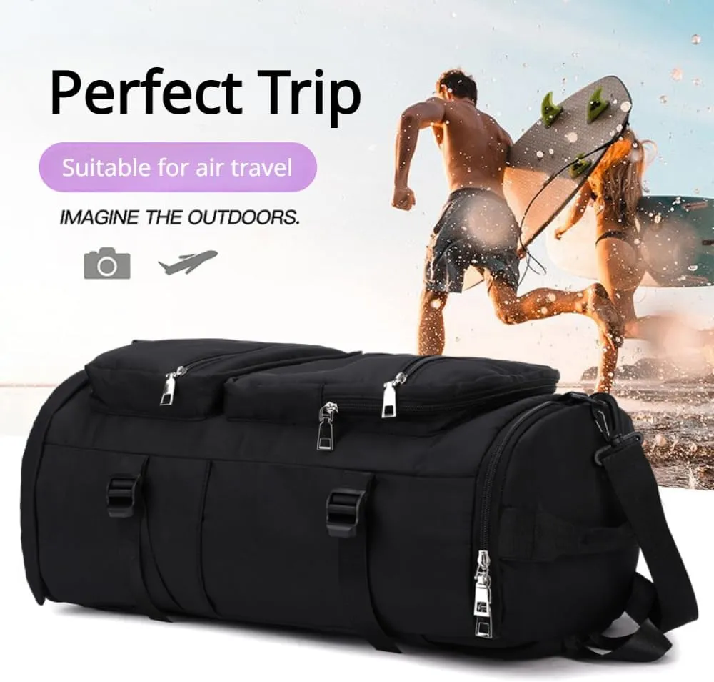 Men's Fitness Travel Bag/Women's Sports Yoga Bag with Shoe Compartment, Carry Weekend/Overnight Waterproof Camping Backpack, Flight Approved, 35L，gray