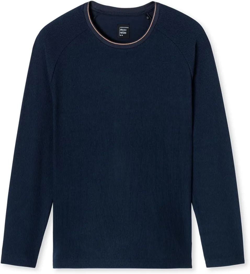 Men's Long Sleeve Crew Neck Double Ribbed Mix   Relax Pyjama Top