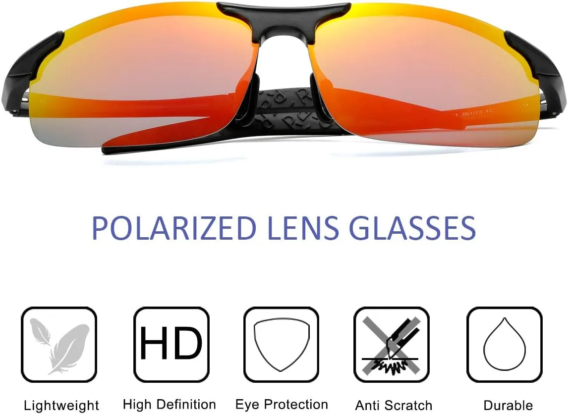 Mens Sports Polarized Sunglasses Driving Metal Frame UV Protection Sunglasses For Men 8177