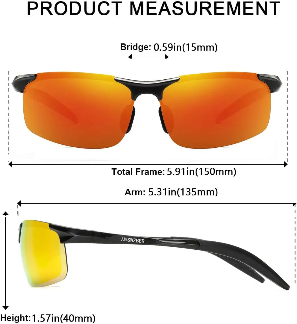 Mens Sports Polarized Sunglasses Driving Metal Frame UV Protection Sunglasses For Men 8177