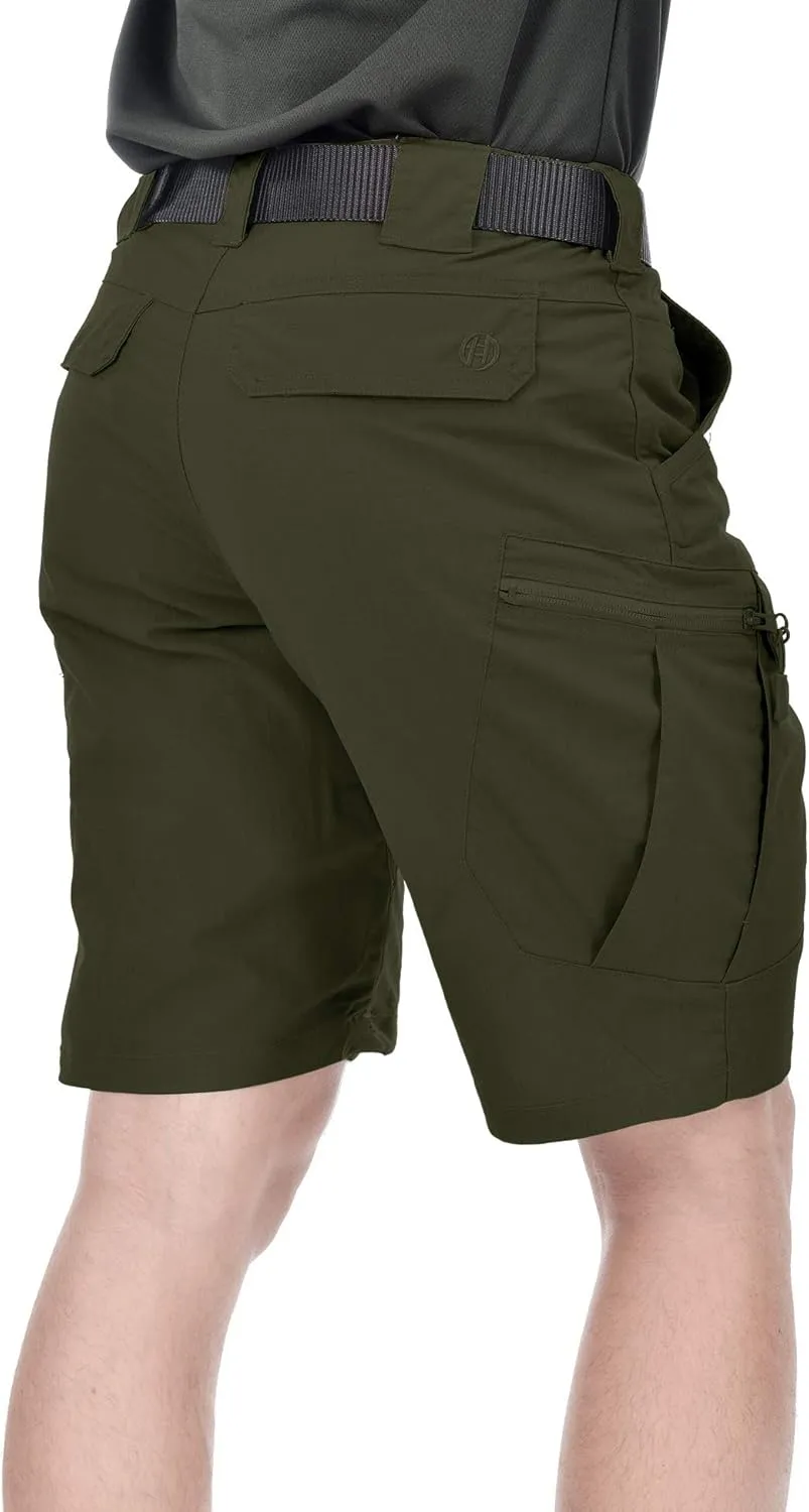 Men's Tactical Cargo Shorts 9.5 Inches Waterproof Ripstop Elastic Waist BDU Hiking Shorts Work