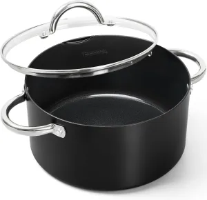 MICHELANGELO Stock Pot with Lid, Nonstick Cooking Pot, 5 Quart Soup Pot with Lid, Non Stick Pots with Stainless Steel Handle, Induction Compatible, Black