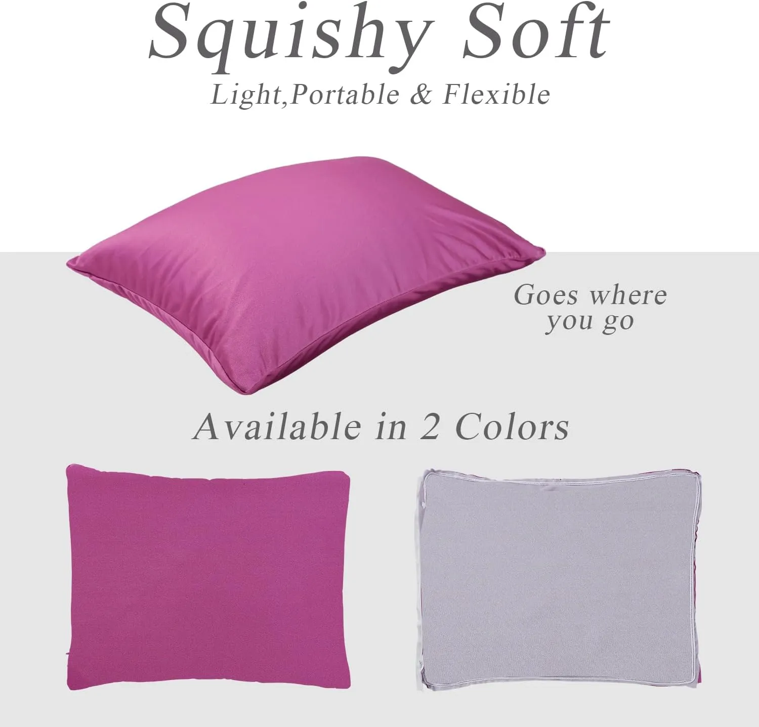 Microbead Throw Pillow with Removable Cover Bed Body Microbead Pillow Neck Head Back Support, Spandex Soft Silky Fabric for Sleeping and Travel Sofa Bedroom Comfortable (Dark Purple)