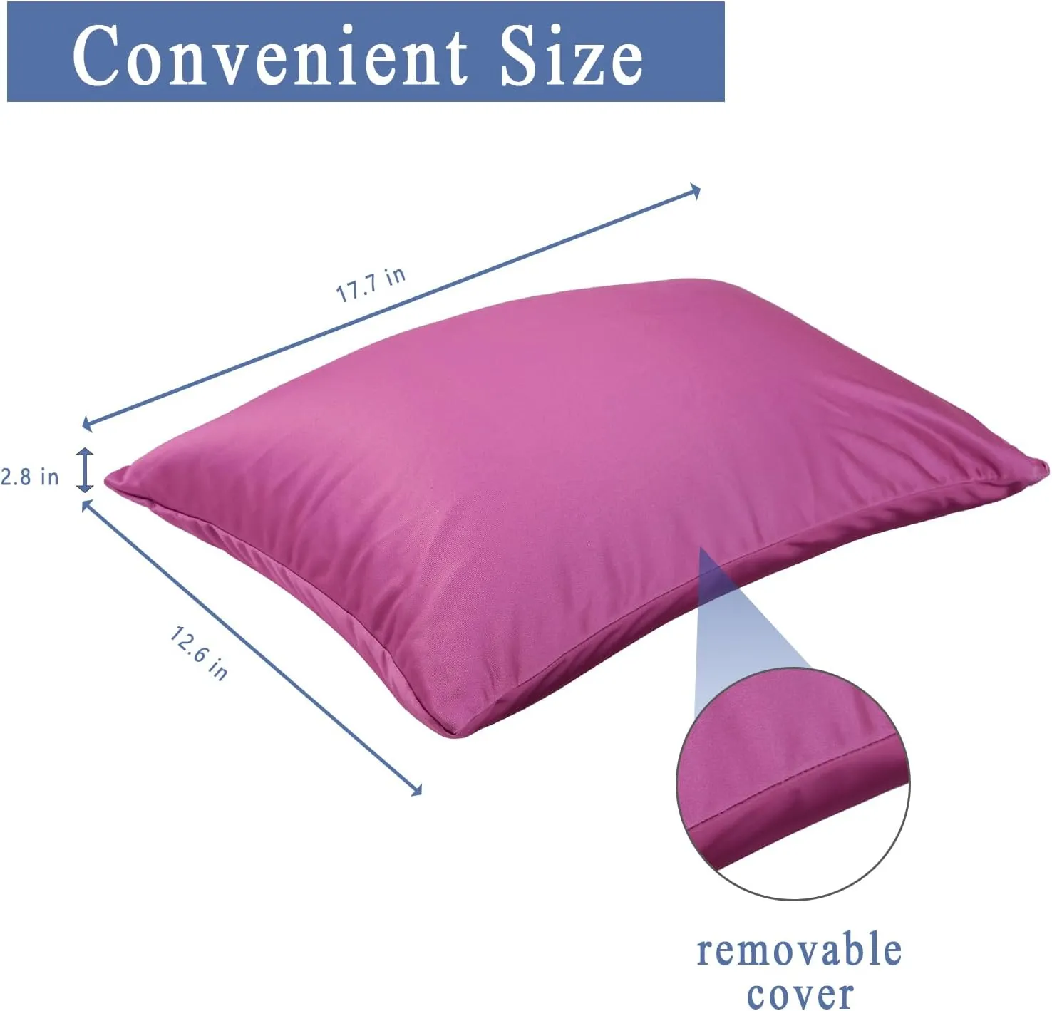 Microbead Throw Pillow with Removable Cover Bed Body Microbead Pillow Neck Head Back Support, Spandex Soft Silky Fabric for Sleeping and Travel Sofa Bedroom Comfortable (Dark Purple)