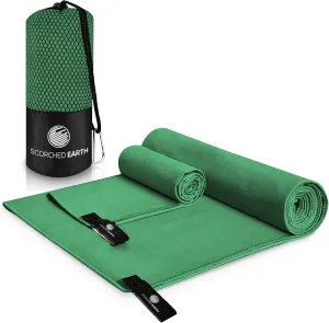 Microfiber Travel & Sports Towel Set (Evergreen) - XL Set (39x70.5 & 12x24)