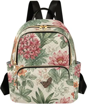 Mini Backpack for Women Vintage Botanical Pattern Mini Backpack Purse Lightweight Small Daypack, 8.5L