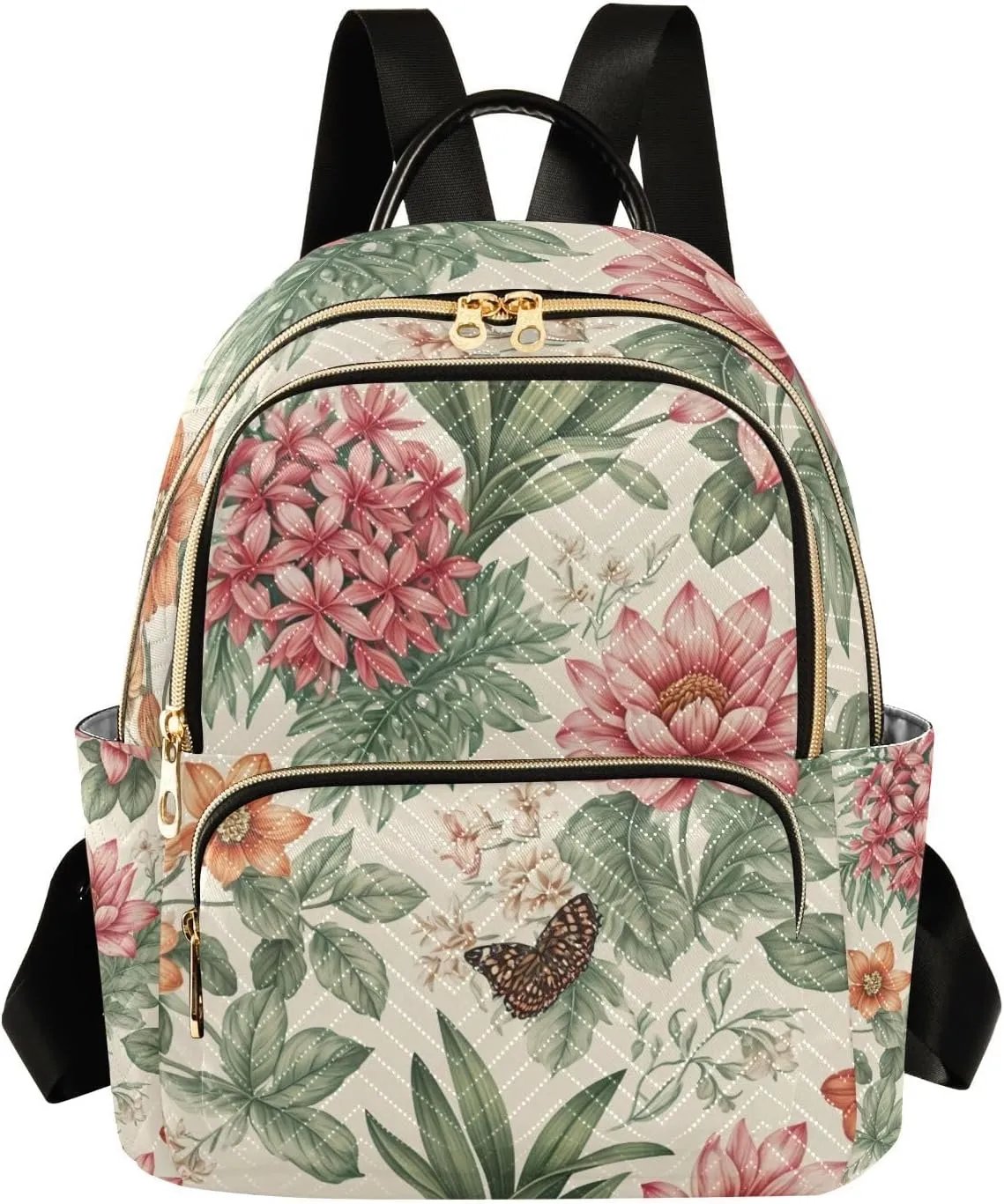 Mini Backpack for Women Vintage Botanical Pattern Mini Backpack Purse Lightweight Small Daypack, 8.5L