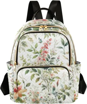 Mini Backpack for Women Watercolor Spring Botanical Mini Backpack Purse Lightweight Small Daypack, 8.5L