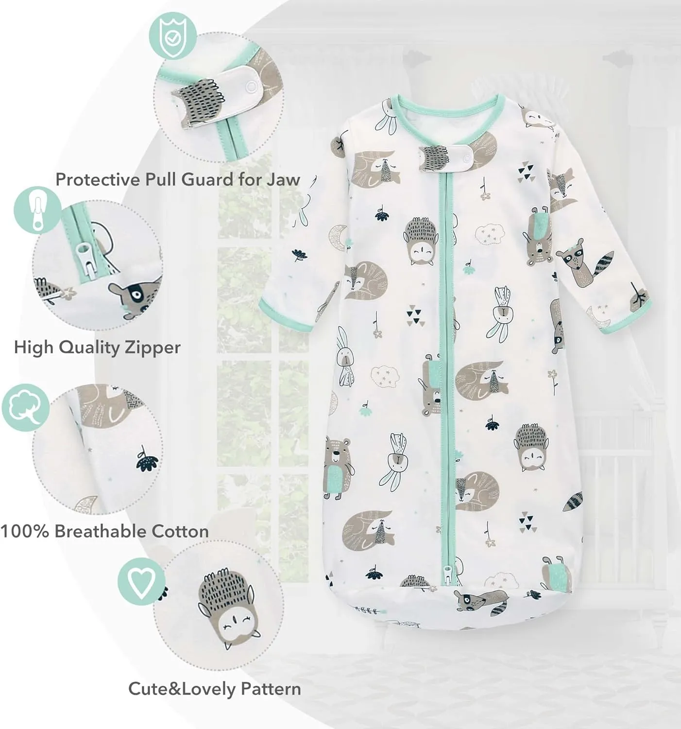 Miracle Baby Long Sleeve Sleep Sack 2 Pack Wearable Blanket Baby 100% Cotton Sleeping Bag for Newborn Infant Toddler