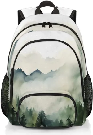 Misty Forest Carry on Travel Backpack for Women Men Water resistant Lightweight Rucksack Backpack for Weekender Casual Work Hiking Jungle Mountain Landscape